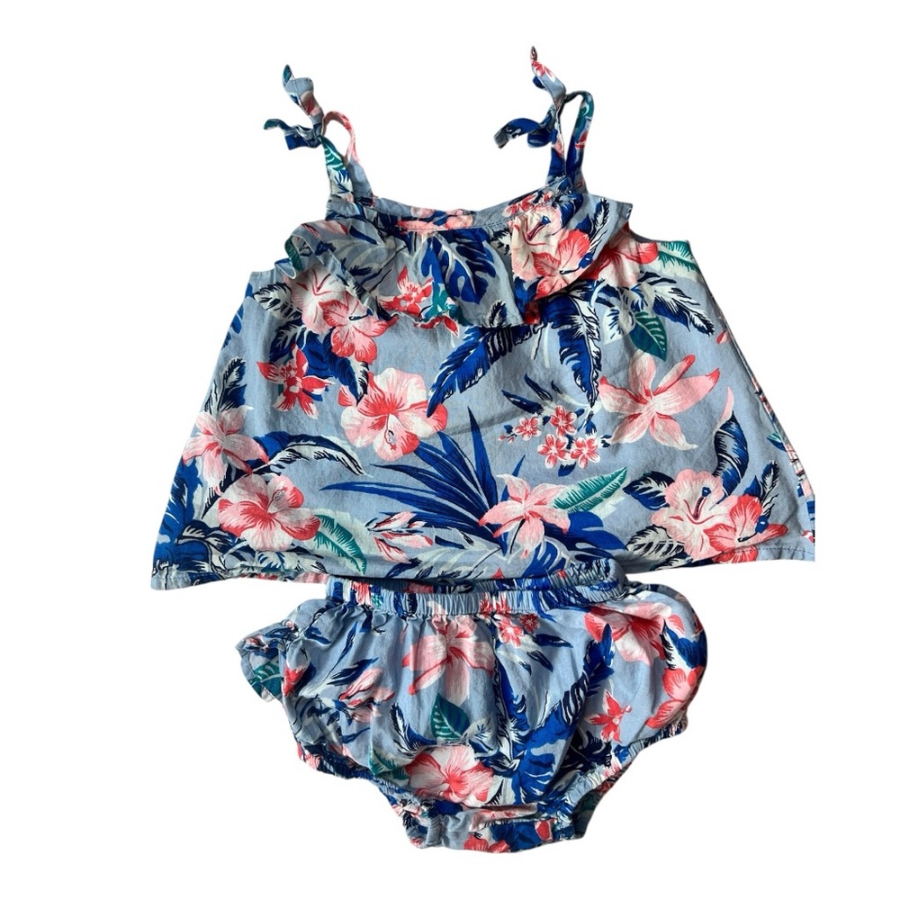 Old Navy Blue and Pink Floral Matching Set